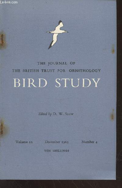Bird Study Vol 12 n4 December 1965 : The journal of the British Trust for Ornithology.