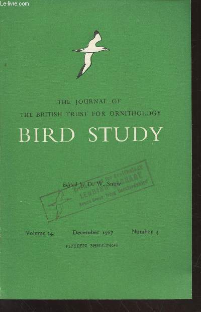 Bird Study Vol 14 n 4 December 1967 : The journal of the British Trust for Ornithology. Sommaire : An index of bird population changes on farmland - The bird community of farmland - etc.