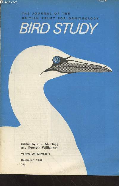 Bird Study Vol 20 n4 December 1973 : The journal of the British Trust for Ornithology. Sommaire : Egg breakage and breeding failure in British merlins - The wintering population of ruffs in Britain and Ireland - Movements of Bristish Raptors - etc.