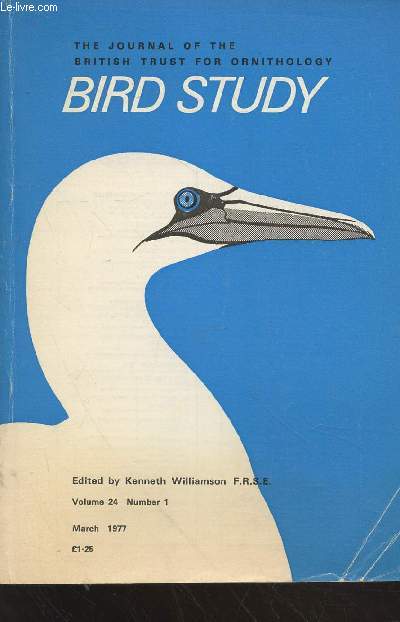 Bird Study Vol 24 n1 March 1977 : The journal of the British Trust for Ornithology. Sommaire : The migration of the pied flycacther from and through Britain - Breeding, mortality and movements of kingfischers - The birds of the Monach Isle, etc.