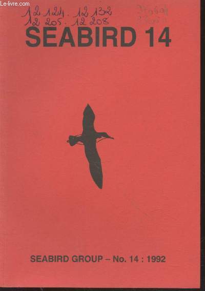 Seabird n14 - 1992. Sommaire : Growth of Black Guillemot in Shetland in 1983-84 - The diet of Cormorant Phalacrocorax carbo chicks in Shetland in 1989 - Temporal and spatial variations in body-weights of Common Terns and Arctic Terns - etc.