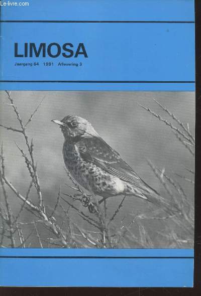 Limosa Jaargang 64 - 1991 Aflevering 3. Sommaire : Watervogelsterfte in het Deltagebied, ZW-Nederland gedurende de drie koude winters van 1985, 1986 en 1987 - Nesthabitat van de Purperreiger Ardea purpurea in Nederland - etc.
