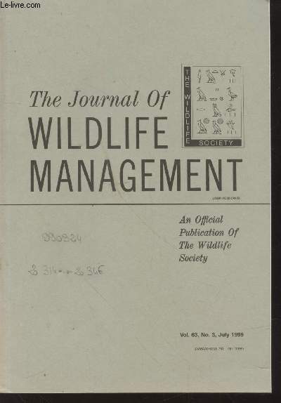 The Journal of Wildlife Management Volume 63 Number 3 July 1999. Sommaire: The insignifiance of statistical significance testing - Effects of fire on golden eagle territory occupancy and reproductive success - etc.