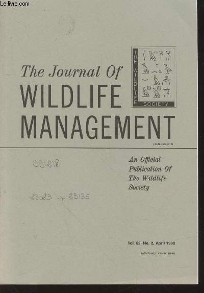 The Journal of Wildlife Management Volume 62 Number 2 April 1998. Sommaire:The effect of multiple brooding on age ratios of quail - Scaled quail use of different seral stages in the Chihuahan Desert - etc.