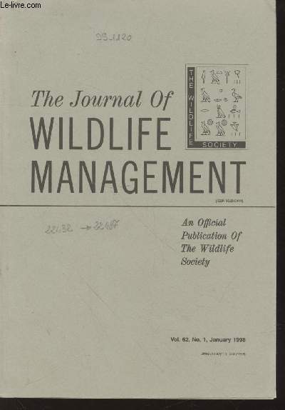 The Journal of Wildlife Management Volume 62 Number 1 January 1998. Sommaire:Effect of stand width and adjacent habitat on breeding bird communities in botoomland hardwoods - etc.