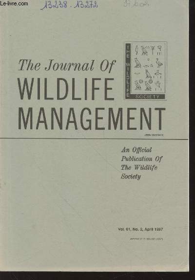 The Journal of Wildlife Management Volume 61 Number 2 April 1997. Sommaire: Statistical power analysis in wildlife research - Comparison of tree basal area and canopy cover in habitat models : subalpine forest - etc.