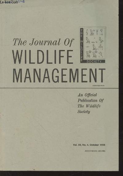 The Journal of Wildlife Management Volume 59 Number 4 October 1995. Sommaire: Landscape level habitat use by brown-headed cowbirds in Vermont - Characteristics of American crow urban roosts in California - etc.