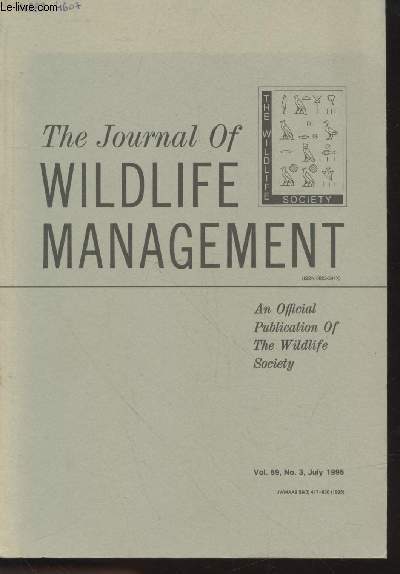 The Journal of Wildlife Management Volume 59 Number 3 July 1995. Sommaire: Reproductive strategies, success, and mating systems of northern bob-white in missouri - Nutritional and quality of winter browse for ruffed grouse - etc.