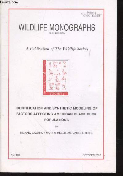 Wildlife Monographs n150 October 2002. Indentification and synthetic modeling of factors affecting american black duck populations