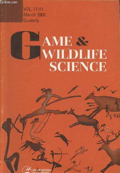 Game & Wildlife Science Vol 17 (1) March 2000. Sommaire : Selection du site de nidification chez la perdrix grise dans les agro-cosystmes du Centre Nords de la France par J.Clobert - etc.