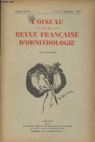 L'Oiseau et la Revue Franaise d'Ornithologie. Volume XXVI 3me et 4me trimestres 1956.