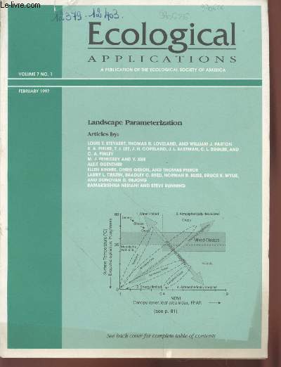 Ecology Volume 7 n1 February 1997. Landscape Parameterization. Sommaire : Soil ressources, microbial activity and primary production across an agricultural ecosystem by G.Philip Robertson - Land cover characterization using multitemporal red, etc.