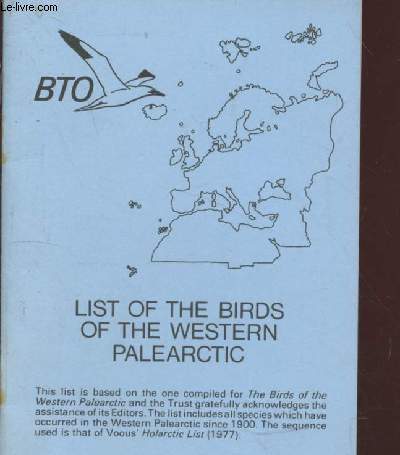 List of the birds of the western Palearctic