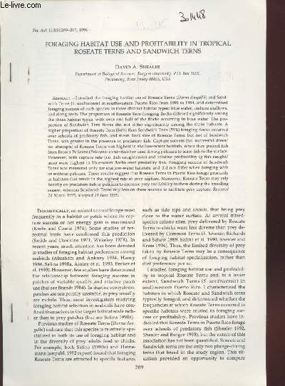 Tir  part : The Auk Vol.113 n1 : Foraging habitat use and profitability in Tropical roseate terns and sandwich terns.