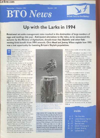 BTO News n188 September-October 1993 : Up with the Larks in 1994.