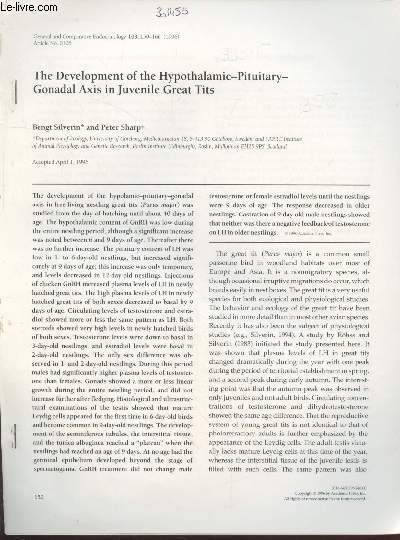 Tir  part : General and Comparative Endocrinology Vol.103 : The development of the Hypothalamic-Pituitary-Gondal axis in juvenile great tits.