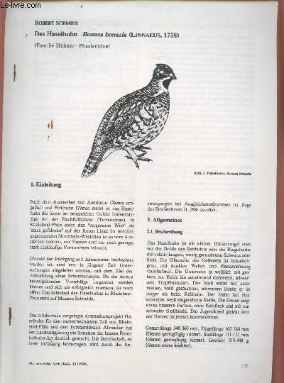 Tir  part : Mz. Naturwiss. Arch./Beih. n13 : Das Haselhuhn Bonasa bonasia (Linnaeus, 1758).