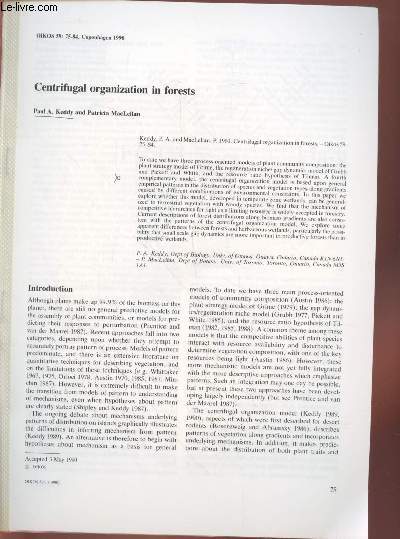 Tir  part : OIKOS Vol.59 n1: Centrifugal organization in forests