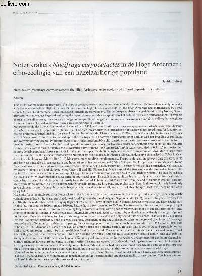 Tir  part : Oriolous Vol.58 n3 : Notenkrakers Nucifraga caryocatactes in de Hoge Ardennen : etho-ecologie van een hazelaarhorige populatie.
