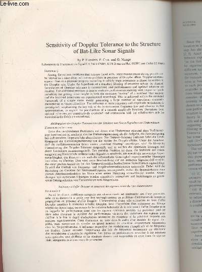 Tir  part : Acustica Vol.62 :Sensitivity of Doppler Tolerance to the Structure of Bat-Like Sonar signals.