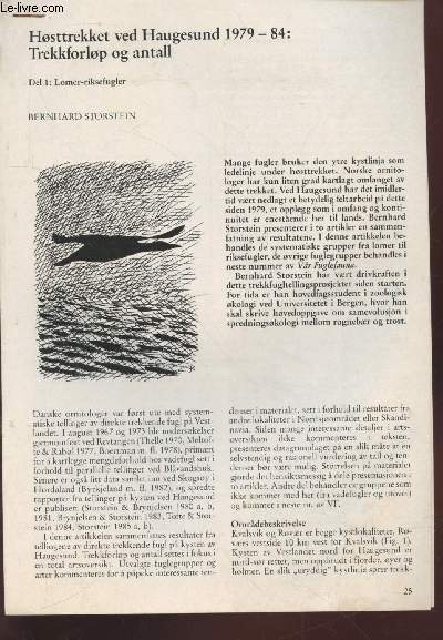 2 Tirs  part : Hosttrekket ved Haugesund 1979-84 : Trekkforlop og antall. Del 1 : Lomer-riksefugler + Del 2 : Vadefugl-Spurvefugl.