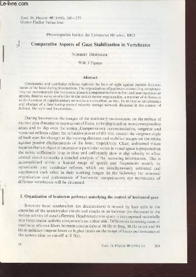 Tir  part : Zool. Jb. Physiol. n95 : Comparative Aspects of gaze stabilization in vertebrates.