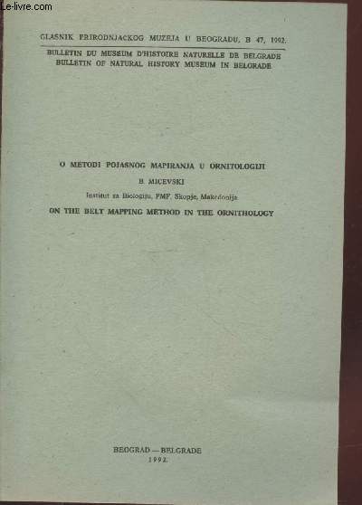 Tir  part : Bulletin of Natural History Museum in Belgrade n47: On the bel mapping method in the ornithology