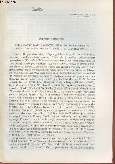 Tir  part : Notatki Ornitologiczne Vol.30 n1-2 : Obserwacje nad zachowaniem sie sowy uszatej (Asio otus) na terenie parku w ciechanowie.