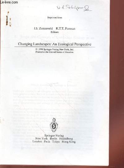 Tir  part. : Changing landscapes : An ecological perspective : 1. Scope and concepts of landscape ecology as an emerging science