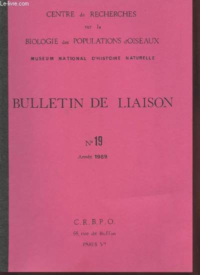 Bulletin de Liaison n19 Anne 1989