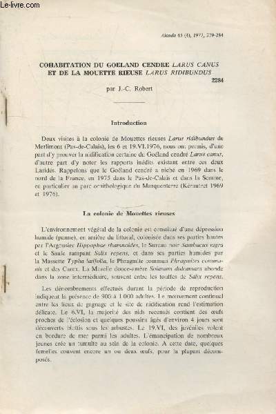 Tir  part : Alauda Vol.45 n4 (1977) : Cohabitation du Goland cendr Larus canus et de la mouette rieuse Larus ridibundus