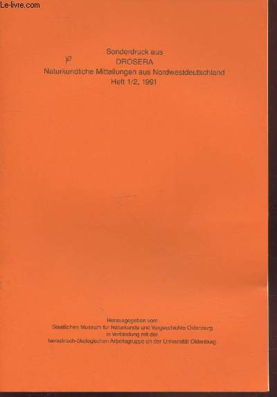 Tir  part : Drosera Vol.91 n1-2 (1991) : Zum Vorkommen von Schwebfliegen (Diptera, Syrphidae) im Gebiet der Stadt Osnabrck.