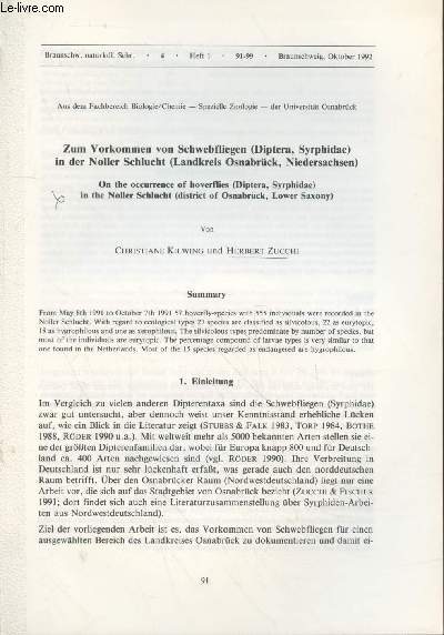 Tir  part : Braunschw. Naturkdl. Schr Vol.4 n1 (1992) : Zum Vorkommen von Schwebfliegen (Diptera, Syrphidae) in der Noller Schlucht (Landkreis Osnabrck, Niedersachsen)