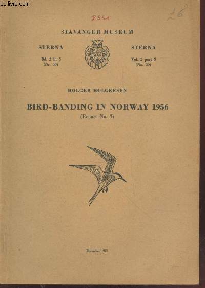Sterna Vol.2 Part.5 December 1957. Bird-Banding in Norway 1956. Report n7.