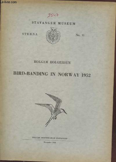 Sterna n11. Bird-Banding in Norway 1952.