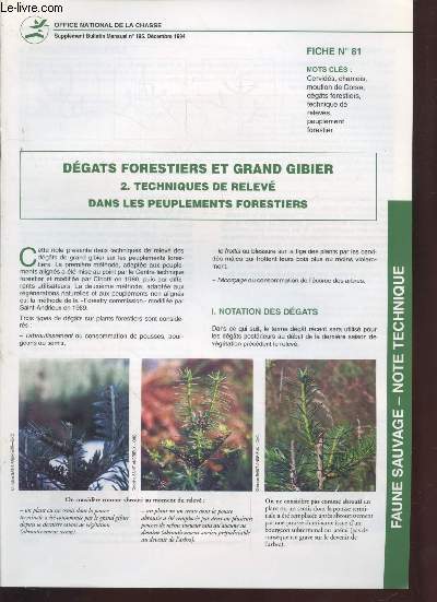 Faune Sauvage Note Technique : Bulletin Mensuel n195 - Fiche n81 : Dgts forestiers et grand gibier 2. Techniques de relev dans les peuplements forestiers.