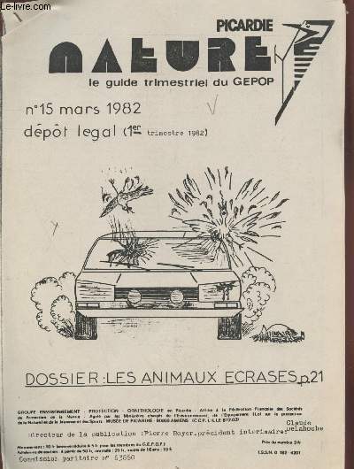 Tir  part Picardie Nature n15 mars 1982 : Mammifres crass sur la route Amiens-Beauval : un type d'tude  la porte de tous.