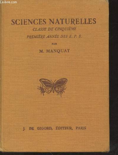 Sciences Naturelles : Classe de cinquime et Premire anne des E.P.S