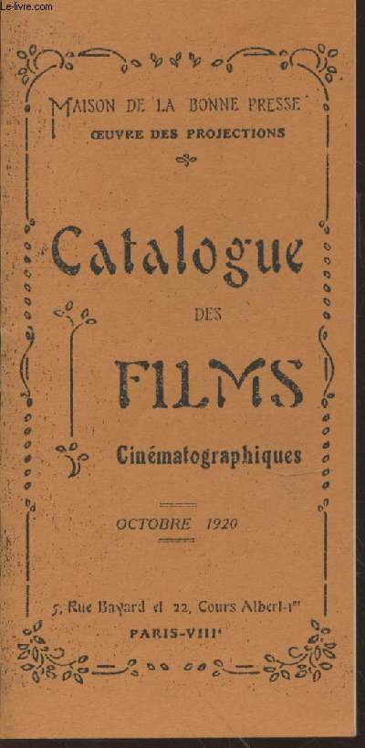 Catalogue des films cinmatographiques Octobre 1920