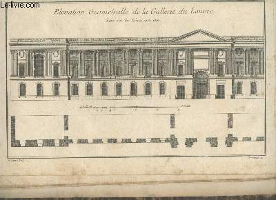 Elvation gometralle de la Gallerie du Louvre (Lev sur les lieux avec soin): Une planche extraite d'un Atlas d'Architecture du XVIIIe sicle