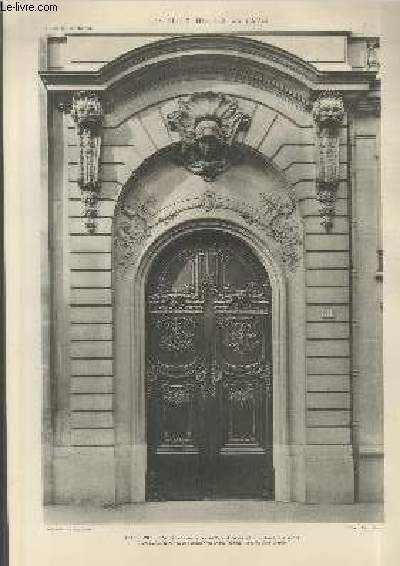 Htel Pillet-Will :Rue du Faubourg Saint-Honor n31 Portail d'entre. Restauration du portail de l'ancien htel de Vic (dmoli) - Planche n15 en noir et blanc extraite de l'ouvrage 
