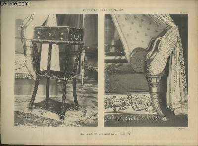 Chiffonnier et Dtail du lit, Chambre  coucher de l'Impratrice - Planche n36-37 en noir et blanc extraite de l'ouvrage 