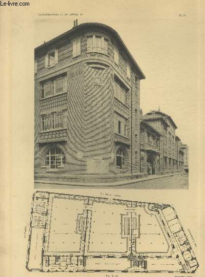 Groupe scolaire du quartier de Grenelle  Paris : Faade rue Rouelle - Planche en noir et blanc n13 extraite de l'ouvrage 