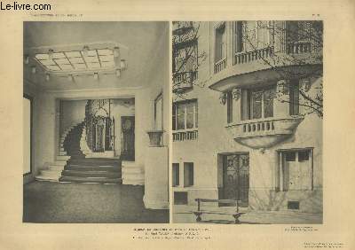 Maison de Rapport 18, avenue du Trocadro  Paris II. Vestibule d'entre et dpart d'escalier.Dtail de la faade- Planche en noir et blanc n31 extraite de l'ouvrage 