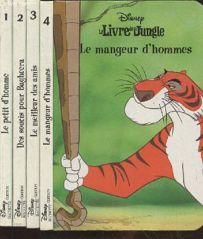 Le livre de la Jungle en 4 livres cartonns : Le petit d'homme - Des soucis pour Bagheera - Le meilleur des amis - Le mangeur d'hommes (Collection 