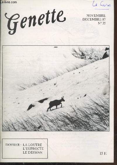 Genette n35 Novembre-Dcembre 1987 : La loutre - L'euprocte - Le desman.