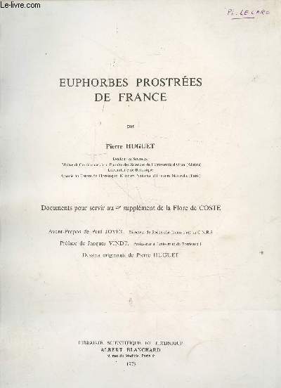 Euphorbes prostres de France : Documents pour servir au 4e supplment de la Flore de Coste