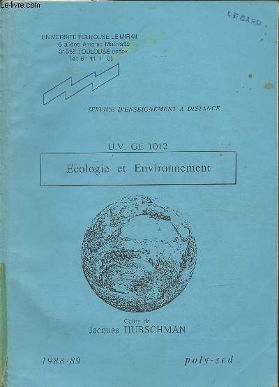 Ecologie et Environnement (U.V. GE 1012)