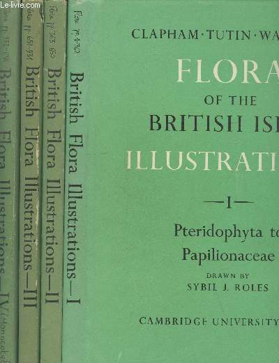 Flora of the British Isles Illustrations Tomes 1  4 (en 4 volumes) : Pteridophyta-Papilionaceae - Rosaceae to Polemoniaceae - Borgaginaceae to Compositae - Monocotyledons