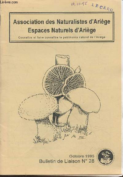 Bulletin de Liaison n28 Octobre 1995. Sommaire : Tourterelle turque - Martinet - Gordius - Jardin botanique - etc.